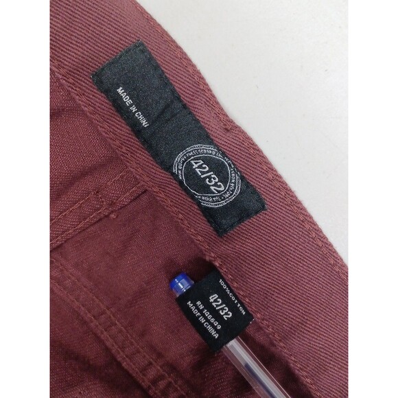 New York Premiun Label Mens Denim Jeans Studded Burgundy Red Sz 40x27 - Picture 7 of 8